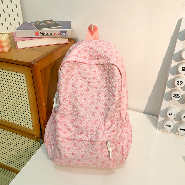 Quilted Floral Design Backpack