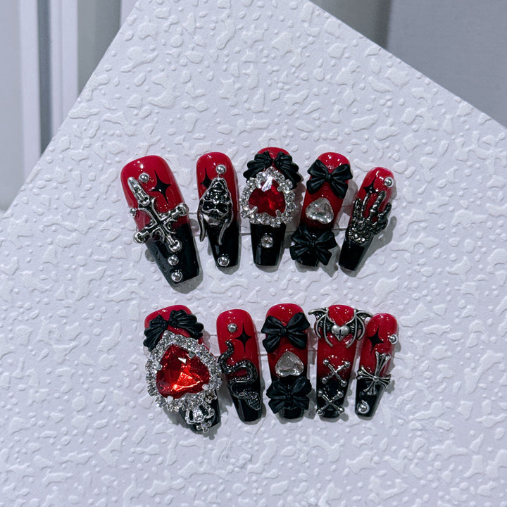 Gothic-Inspired Ornate Nail Art Set