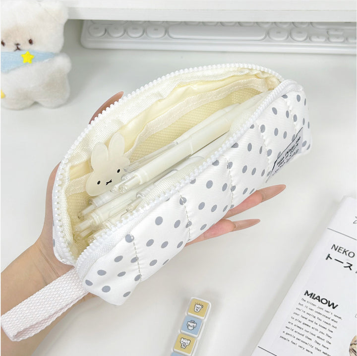 Cushioned Dot Pattern Pencil Case