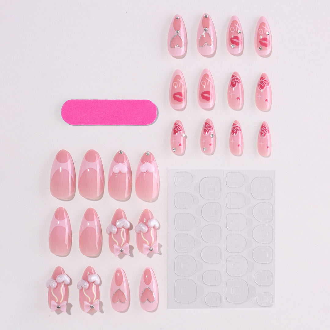 Artificial nail set with playful heart and lip motifs Kalsten