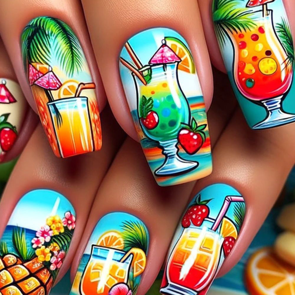 Artificial nails with fruity cocktail design Kalsten