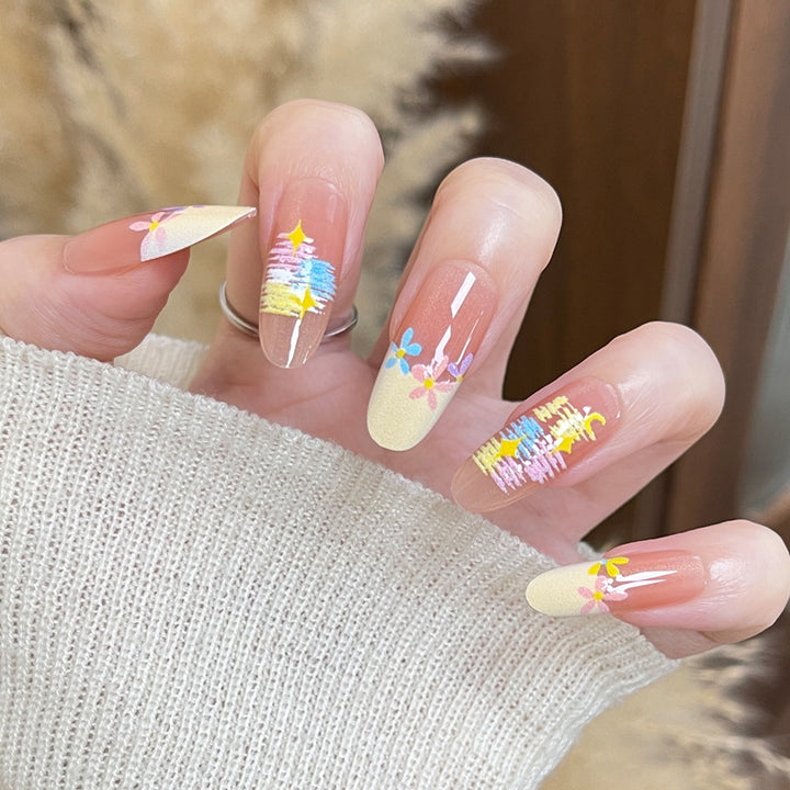 Artistic Design Press-On Nails Set with Floral Patterns Kalsten