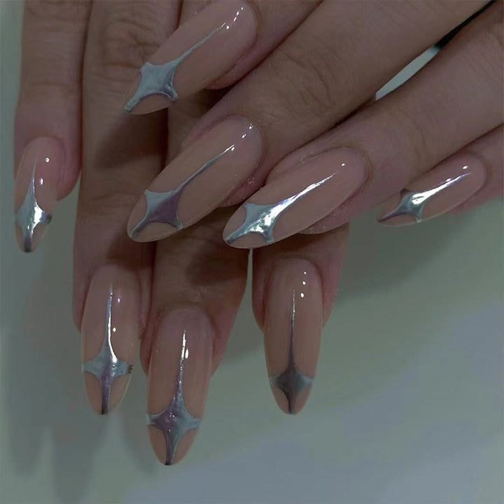 Artful Stiletto Nails with Silver Accents Kalsten