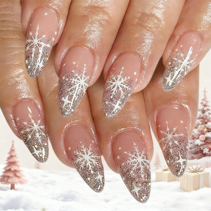 Glittery Snowflake Nail Art Kalsten
