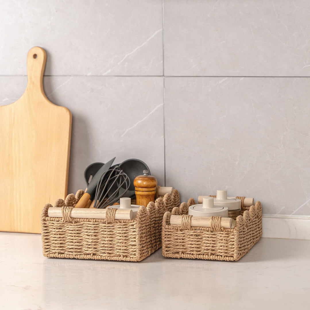 Decorative Woven Storage Basket with Scalloped Edge Kalsten 1790220477
