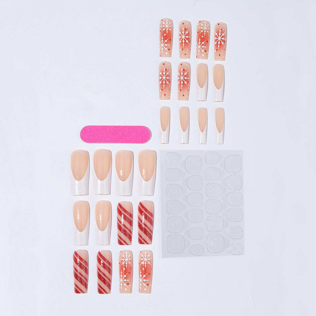 Acrylic nail set with festive candy cane and glitter accents Kalsten