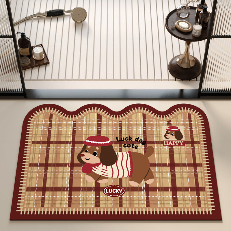 Playful Puppy Themed Bath Mat Kalsten