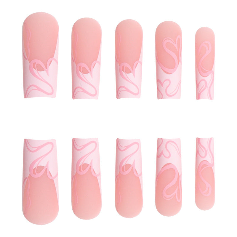 Long Press-On Nail Art Set with Heart Design Kalsten