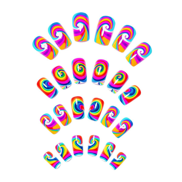 Creative nail art with colorful spiral pattern Kalsten