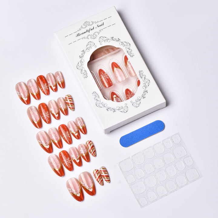 Christmas-Themed Press-On Nail Art Set 1790738580