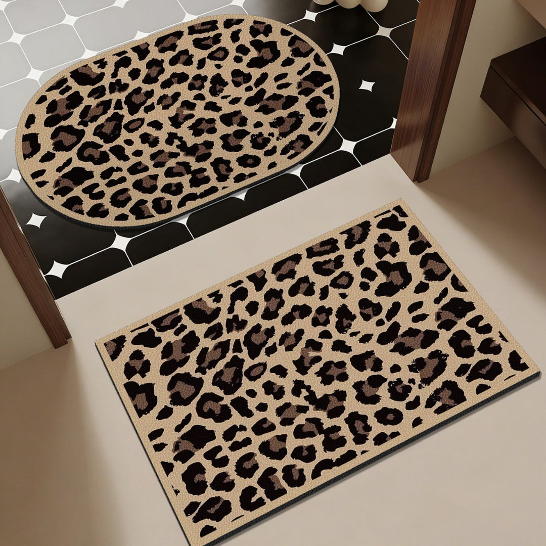 Plush Leopard Print Area Rug