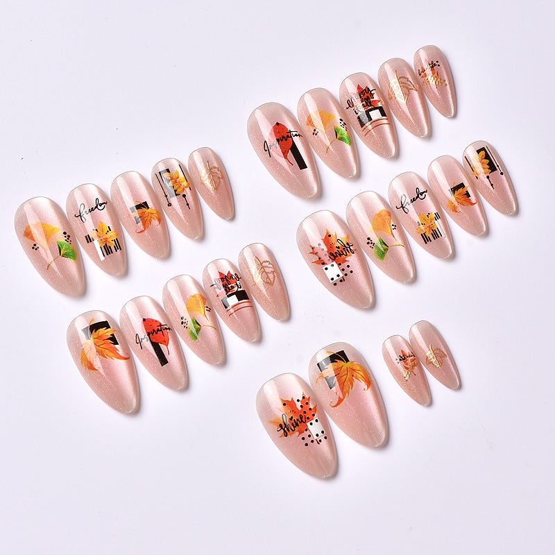 Autumn-Inspired Artistic Press-On Nail Art Set Kalsten