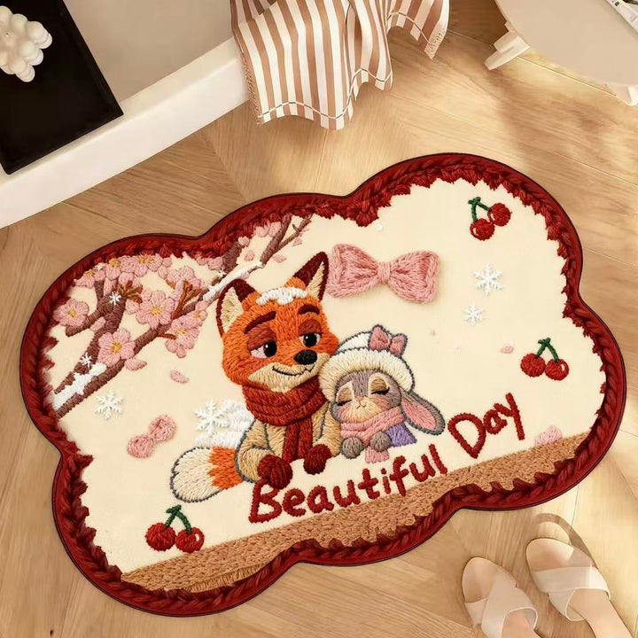 Embroidered Pumpkin-Themed Area Rug