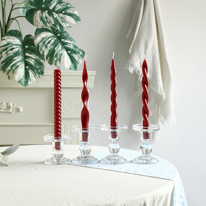 Twisted Spiral Taper Candle Pair Decorative Scented Home Accent