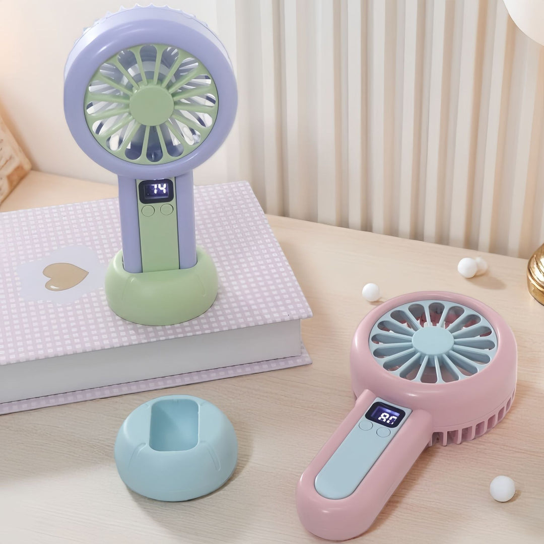 Ladies portable handheld fan with digital speed display Kalsten