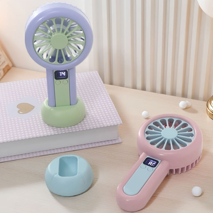 Ladies portable handheld fan with digital speed display Kalsten