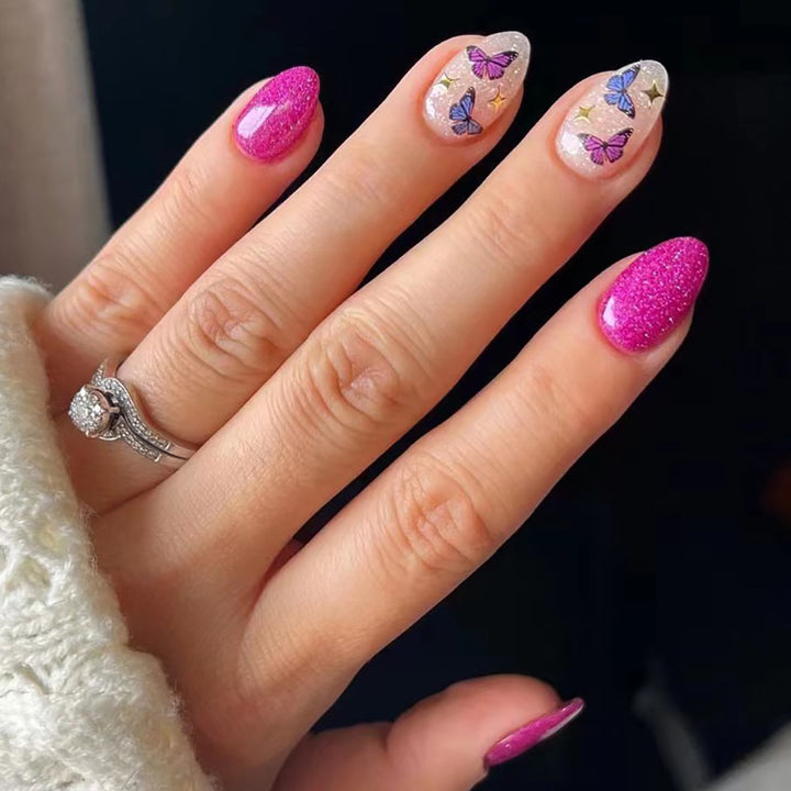 Glittery Butterfly Nail Art Extensions Kalsten