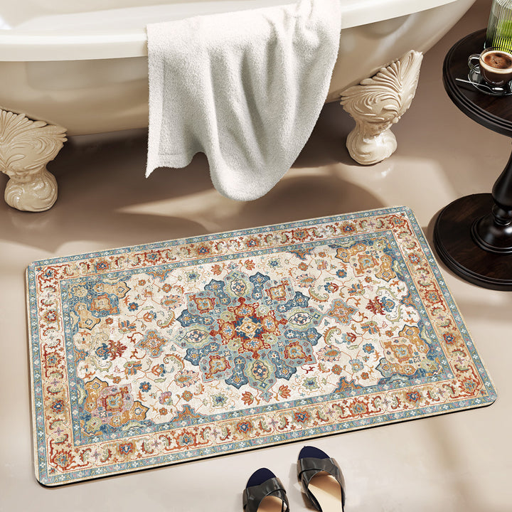 Elegant Floral Pattern Bath Mat Kalsten