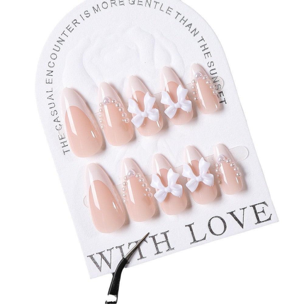 Decorative Press-On Nail Tips with Bow Accents Kalsten