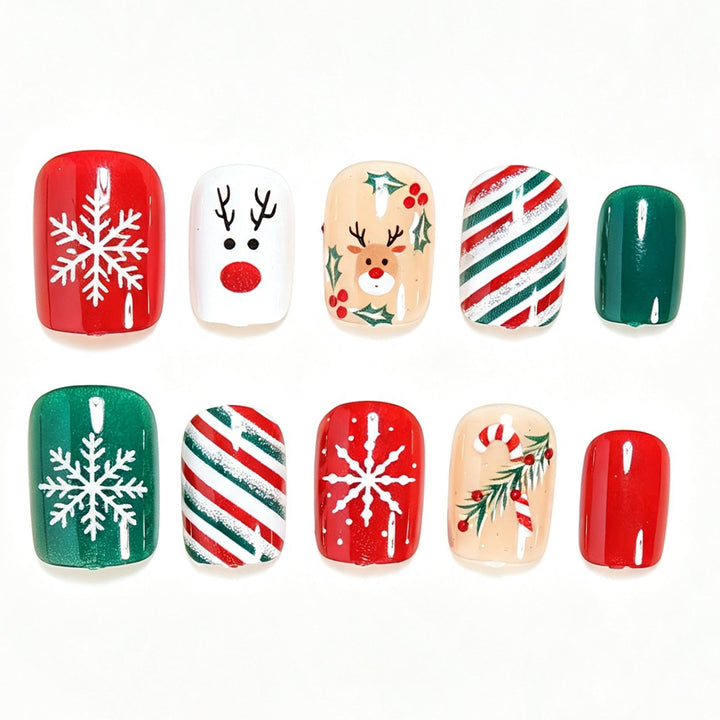 Festive Holiday-Themed Press-On Nail Art Kalsten