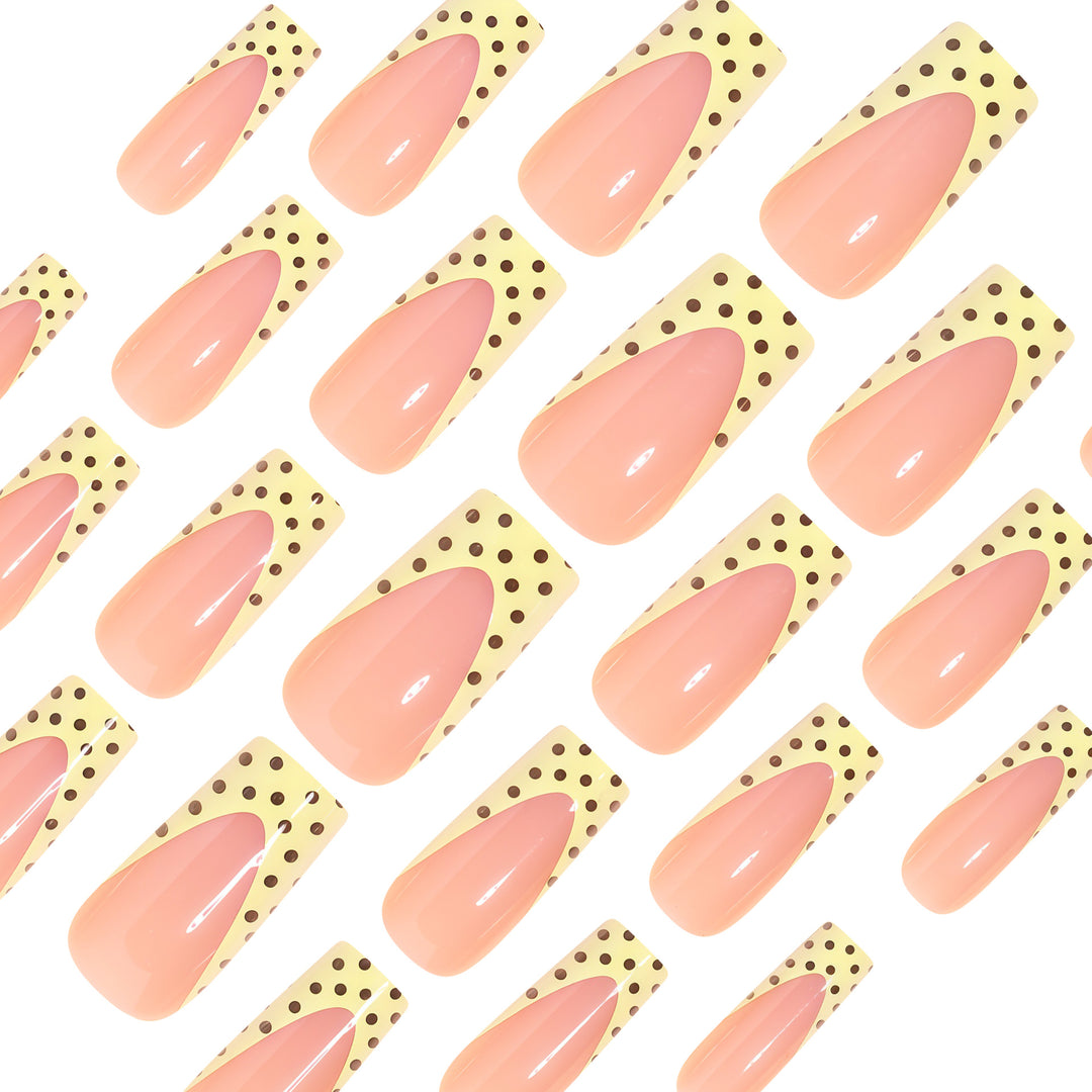Artistic Long Nail Extensions with Polka Dot Design Kalsten