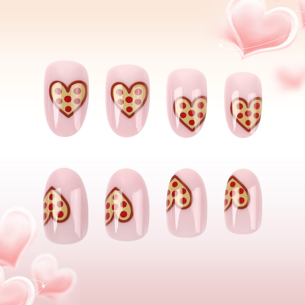 Whimsical Pizza Heart Press-On Nail Art Kalsten