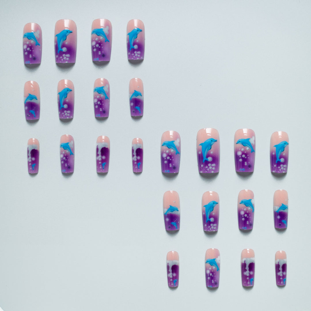 Dolphin-Themed Artistic Nail Art Set