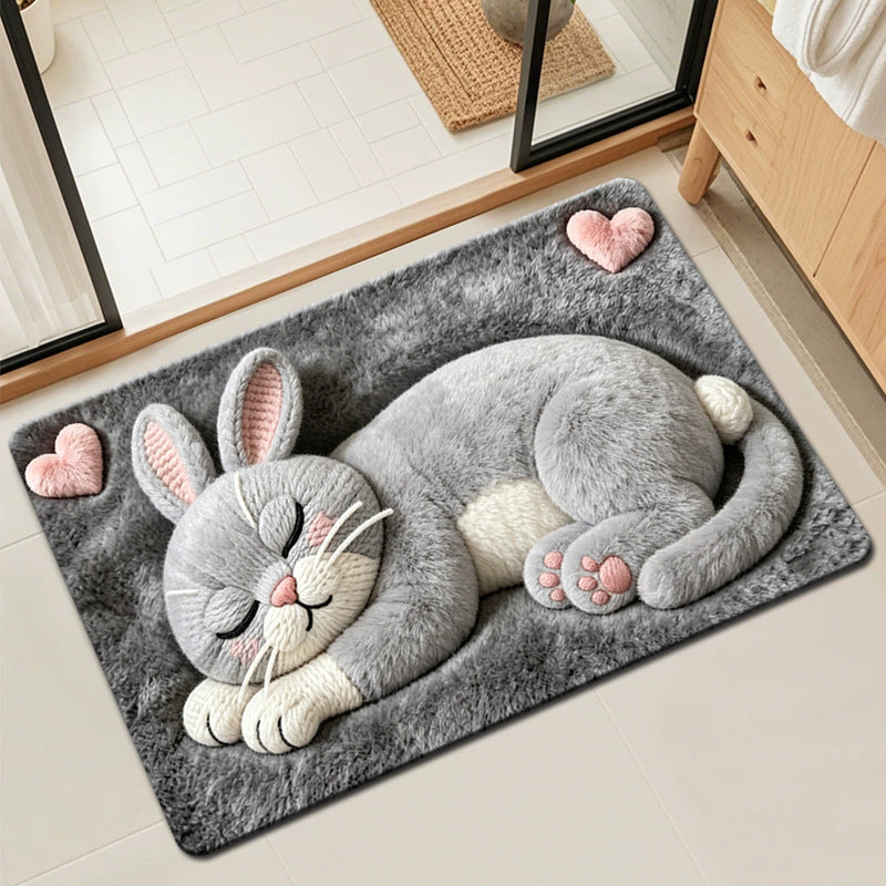 Cute Cat-Shaped Plush Bath Mat