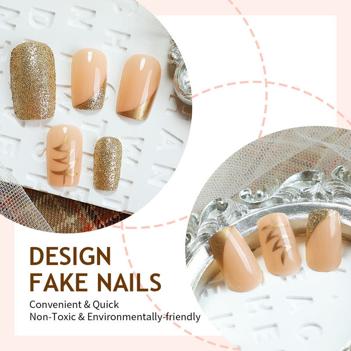 Artificial nail set with elegant gold accents Kalsten
