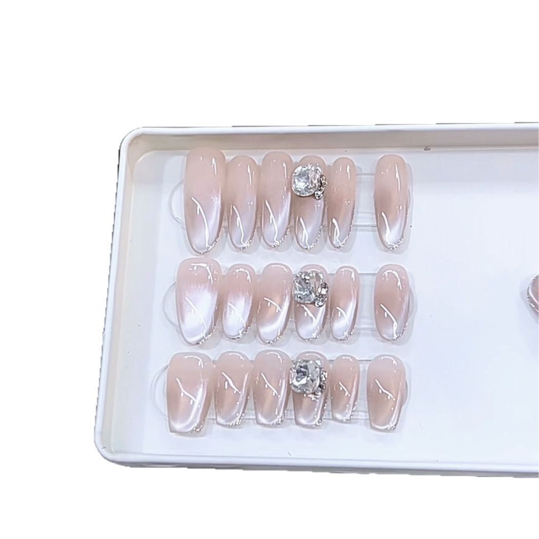 Elegant Rhinestone-Accented Press-On Nail Set Kalsten