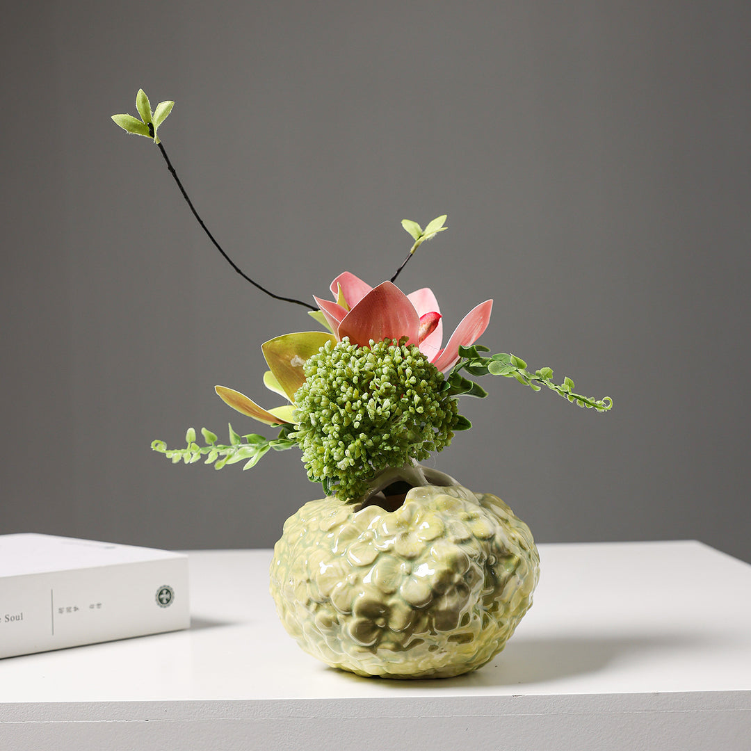 Textured Floral Decorative Ceramic