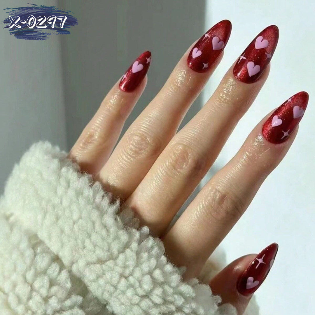 Romantic Heart-Patterned Nail Art Set