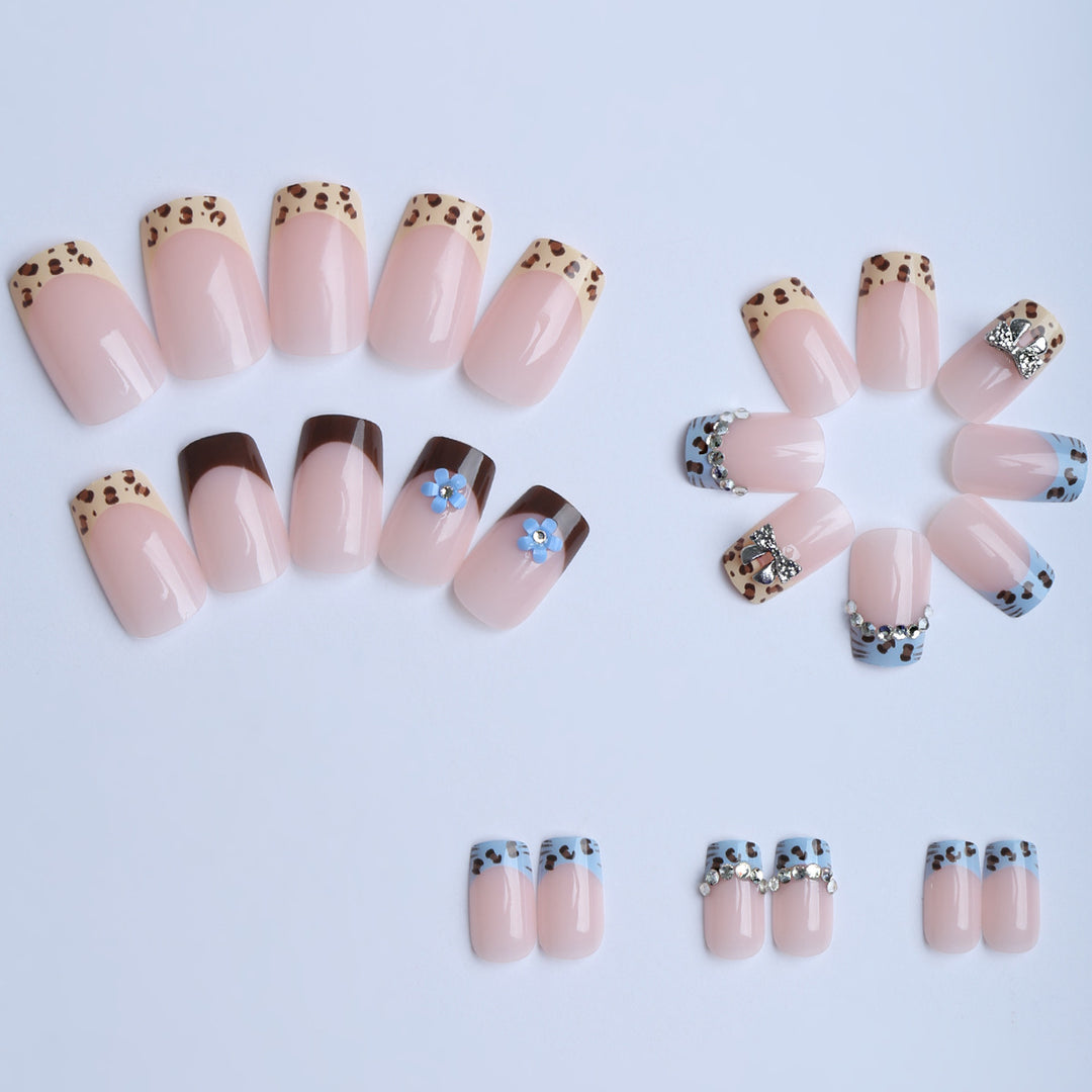 Artificial nails with stylish animal patterns and sparkling accents Kalsten
