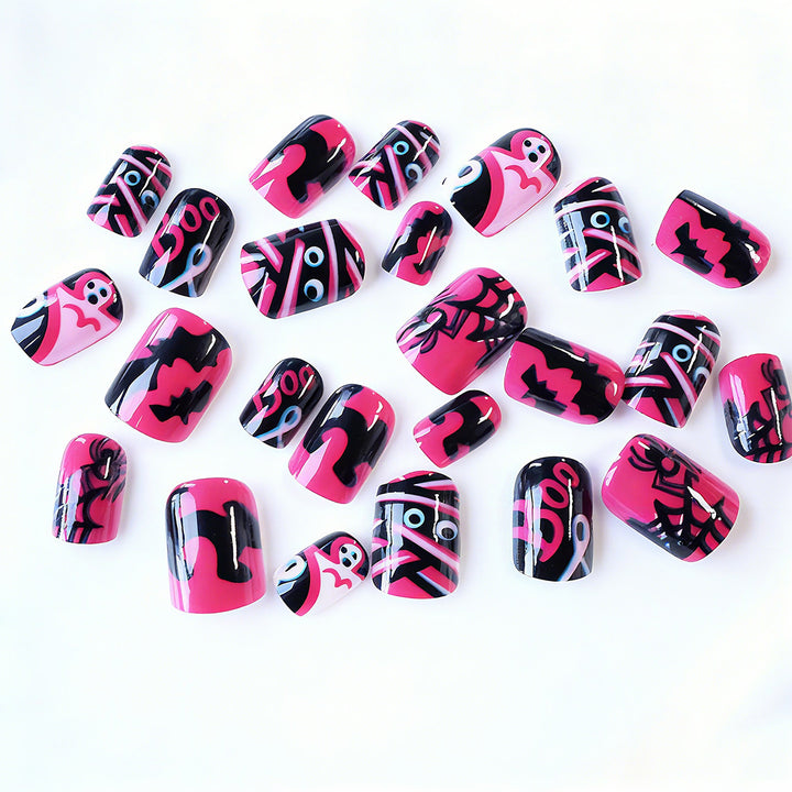 Halloween Artificial Nails with Playful Designs and Glitter Details Kalsten