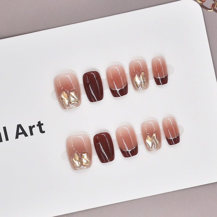 Elegant Foil and Floral Press-On Nail Set Kalsten