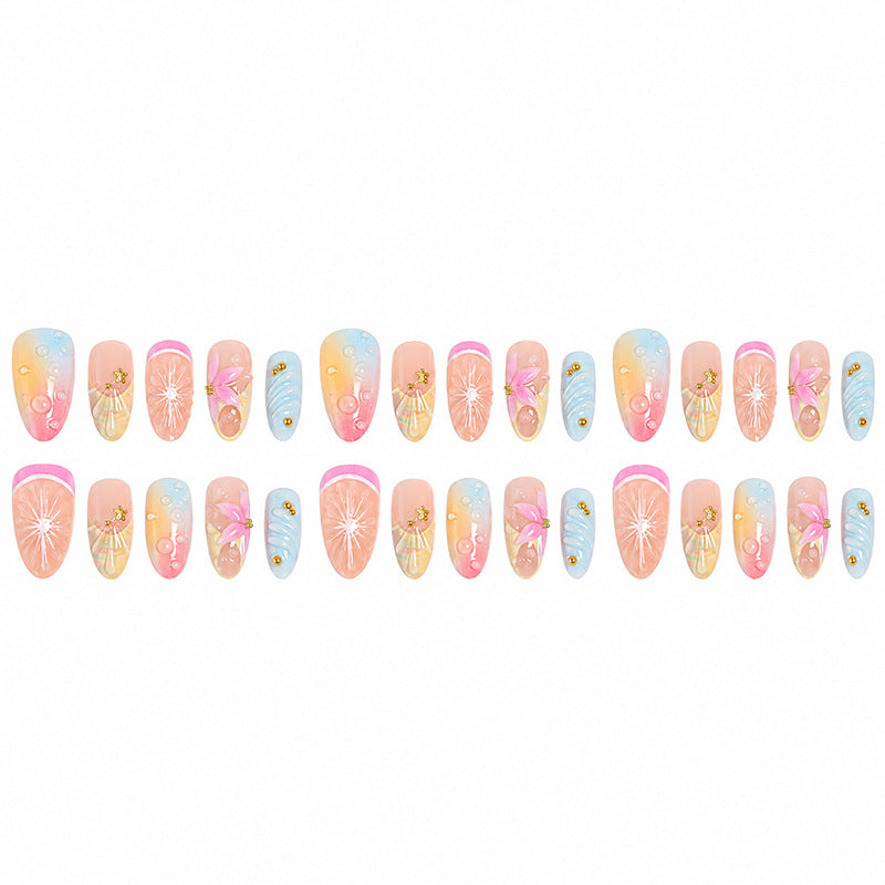Artificial nail set with elegant floral design and glitter accents Kalsten