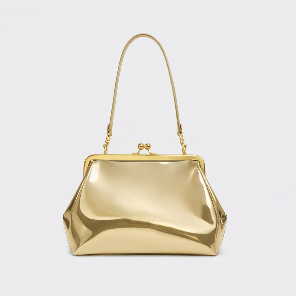 Elegant Glossy Crocodile-Effect Handbag
