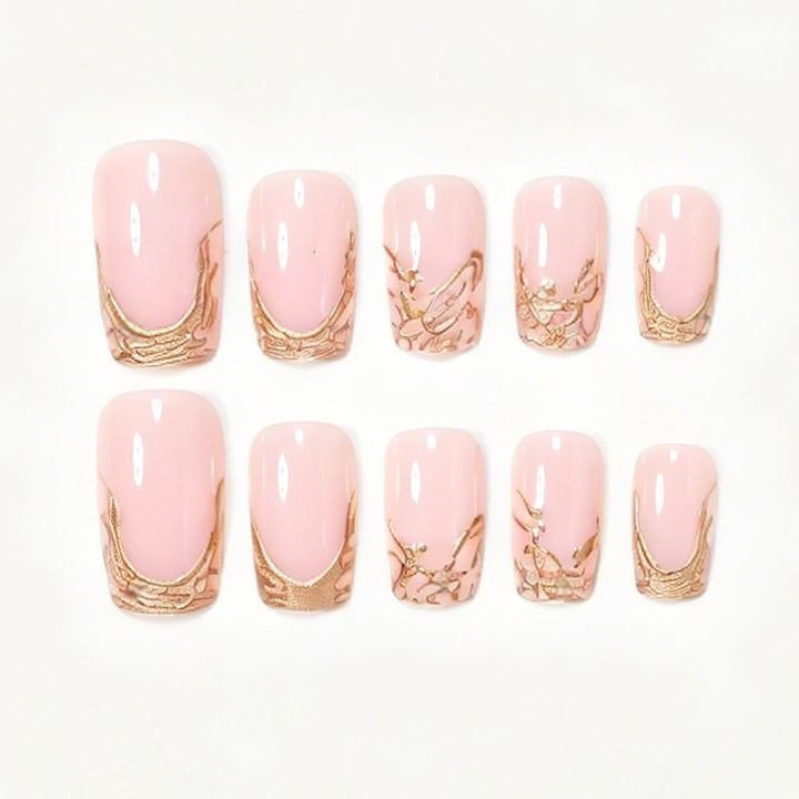Elegant Marble Tip Acrylic Nail Set Kalsten