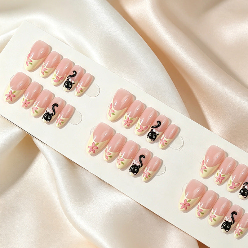 Artistic Cat-Themed Press-On Nail Tips Kalsten