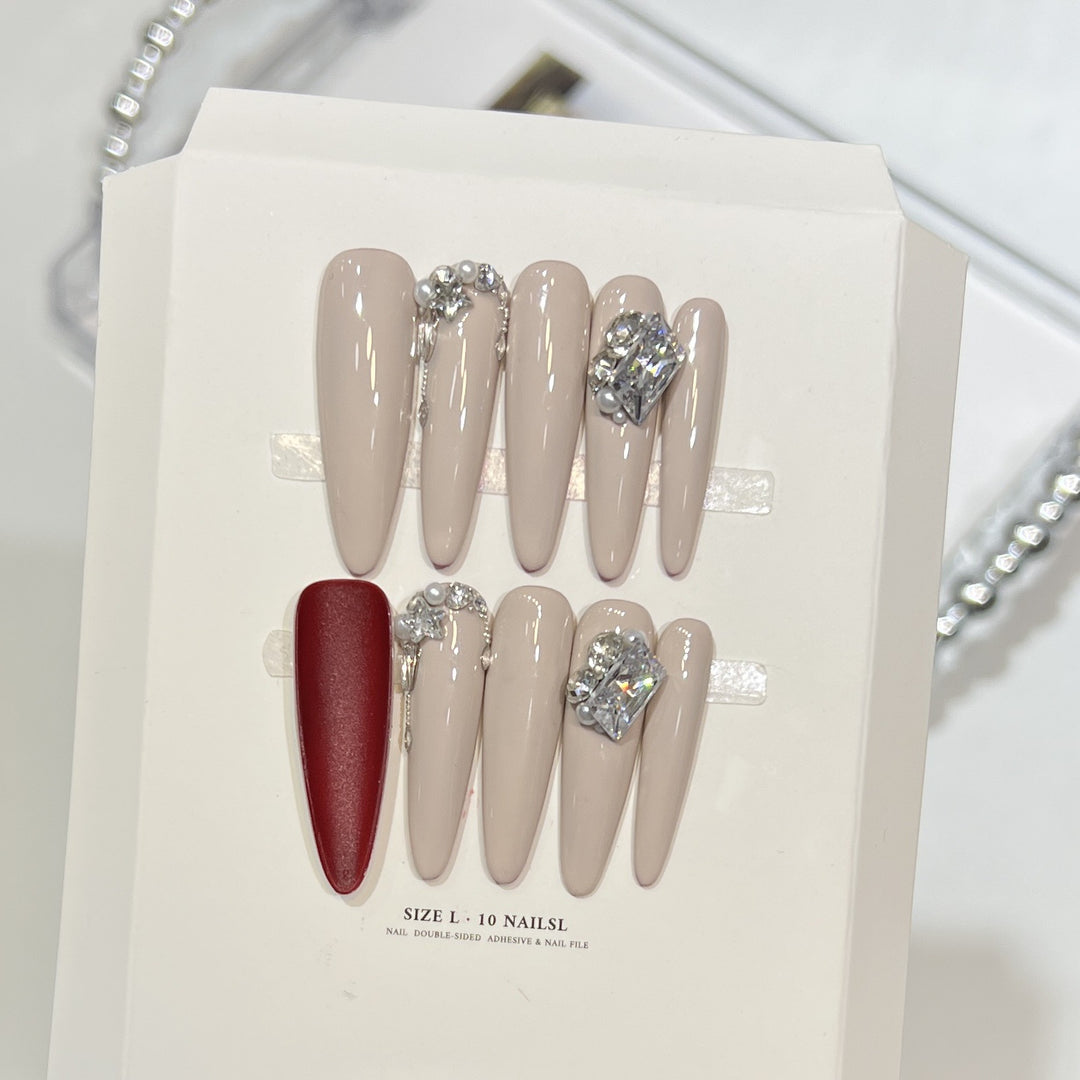 Rhinestone-Embellished Stiletto Nail Art Set Kalsten