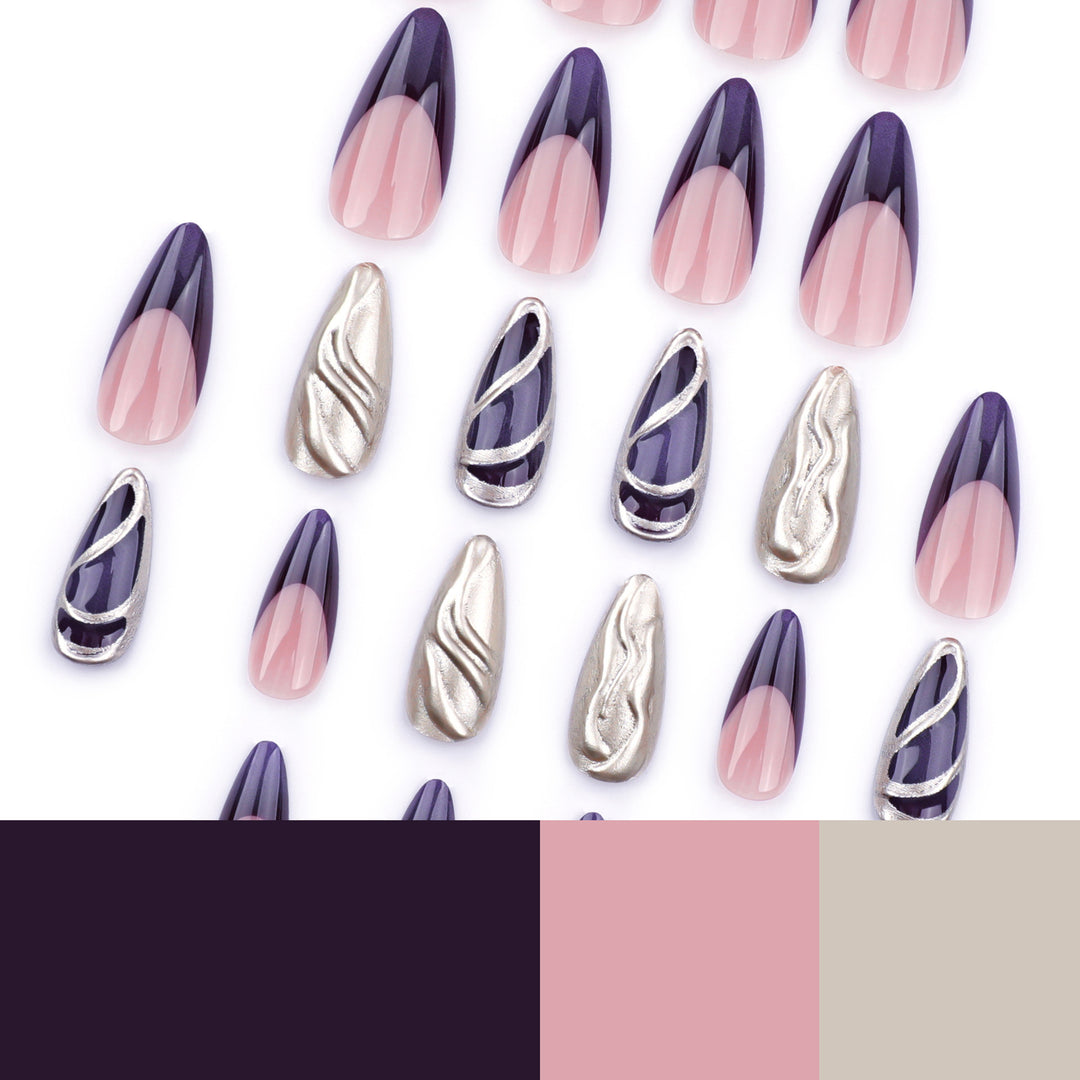 Artful stiletto nails with elegant gold and ombre design Kalsten