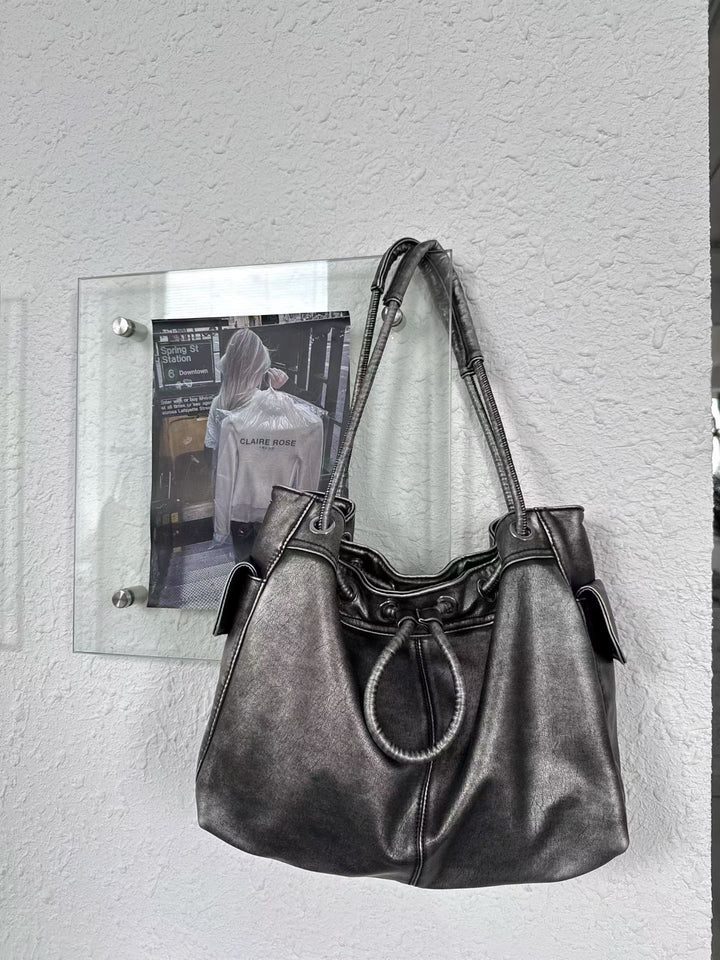 Distressed Leather Slouchy Tote