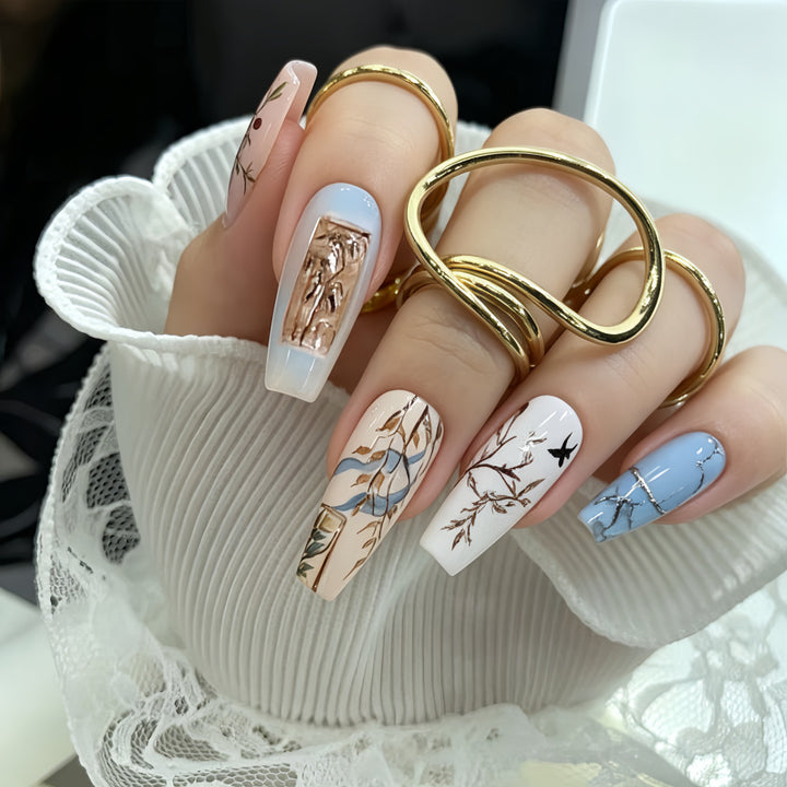 Artificial nails with Elegant Natural Pattern Kalsten