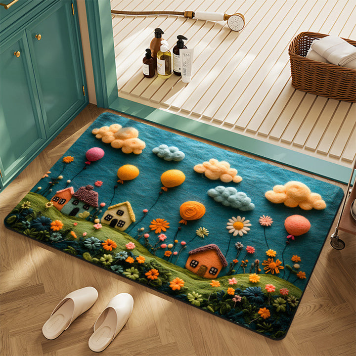 Floral Motif Bath Mat Kalsten