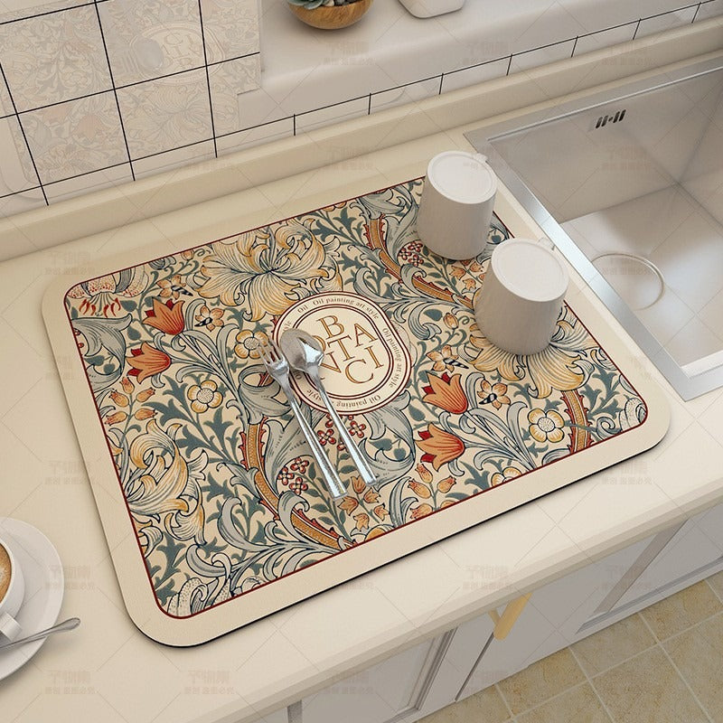 Decorative Floral Print Kitchen Mat for Home