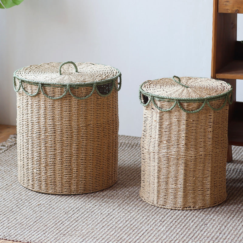 Handmade storage basket with lid Kalsten