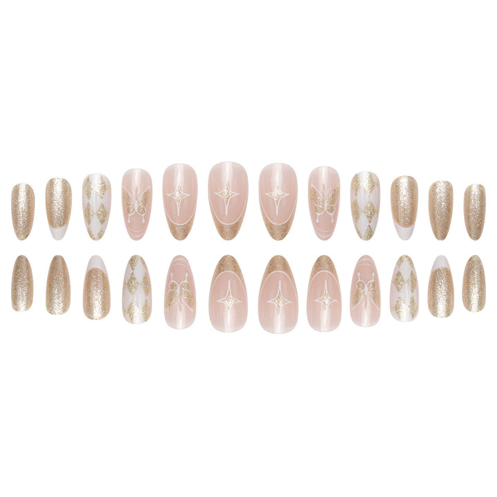Glamorous Stiletto Press-On Nails with Glitter and Decorative Accents Kalsten