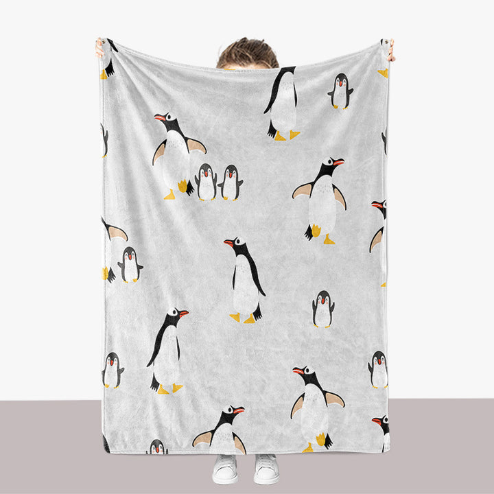 Penguin-Themed Plush Throw Blanket