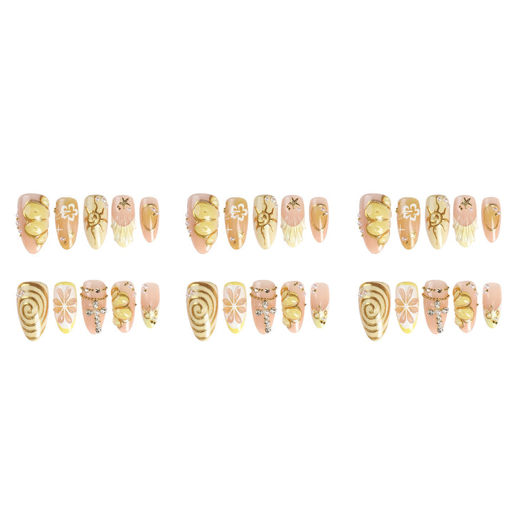 Creative acrylic nail set with playful flower and glitter decorations Kalsten