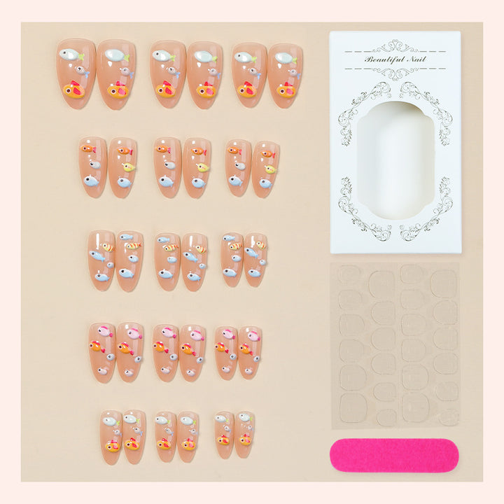 Artistic Fish-Themed Press-On Nail Set kalsten
